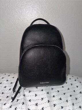 Calvin Klein Black Pebbled Leather Backpack